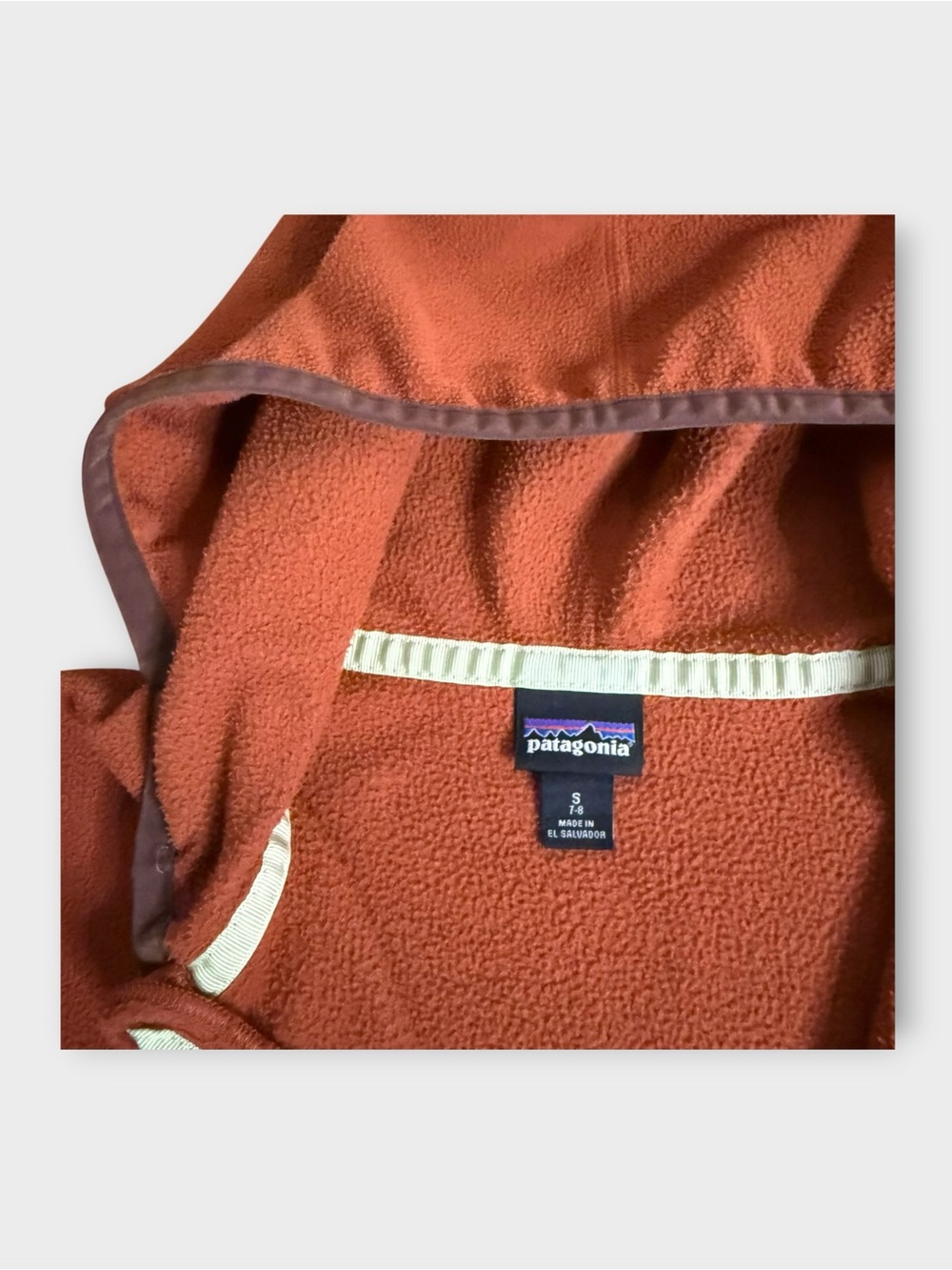Patagonia Orange & Brown Color Block Micro D Snap T Fleece Jacket - Picture 4 of 6